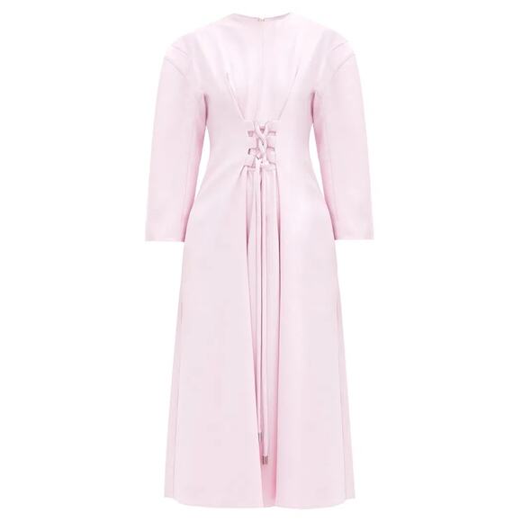 TIBI Lace-Up Crepe Midi Dress Purple Lilac‎ Size 8 - Picture 6 of 16